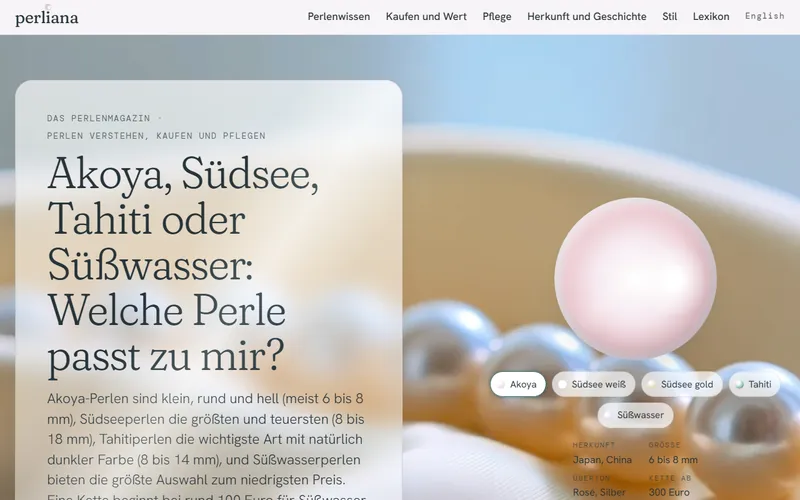 Startseite von perliana.de