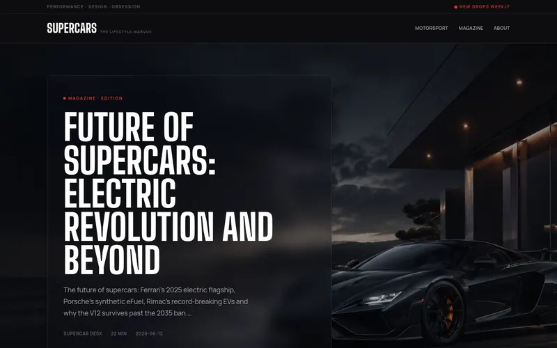 Home page of supercars.lifestyle